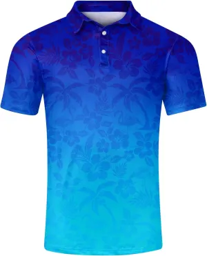 uideazone Mens Polo Shirts Short Sleeve Dry Fit 3D Print Moisture Wicking Funny Golf Shirt