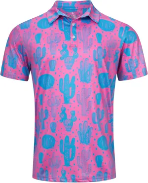 uideazone Mens Polo Shirts Short Sleeve Dry Fit 3D Print Moisture Wicking Funny Golf Shirt
