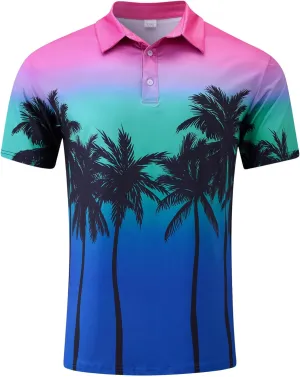 uideazone Mens Polo Shirts Short Sleeve Dry Fit 3D Print Moisture Wicking Funny Golf Shirt