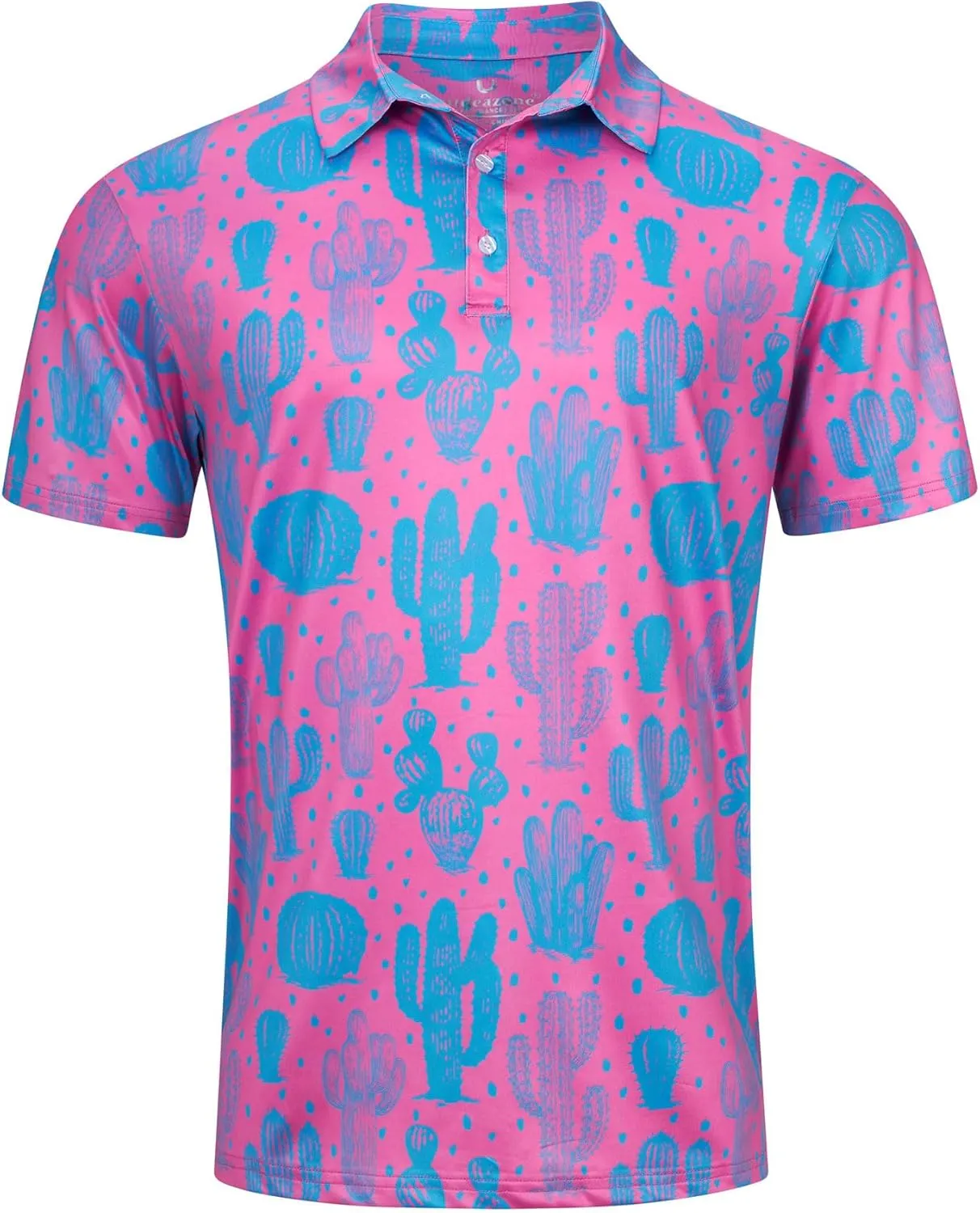 uideazone Mens Polo Shirts Short Sleeve Dry Fit 3D Print Moisture Wicking Funny Golf Shirt