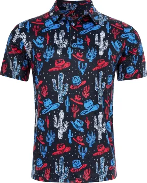 uideazone Mens Polo Shirts Short Sleeve Dry Fit 3D Print Moisture Wicking Funny Golf Shirt