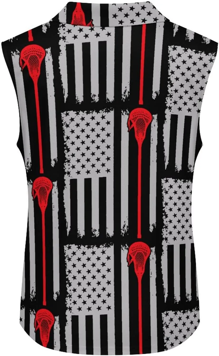 U.S.A. Flag Lacrosse Women's Sleeveless Golf Polo Shirts Athletic Tank Tops