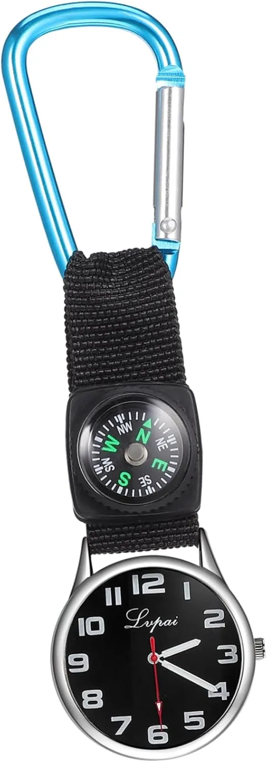 VANZACK Nurse Watch with Hiking Compass Minimalist Clip-on Watch for Mountaineering Daily Use