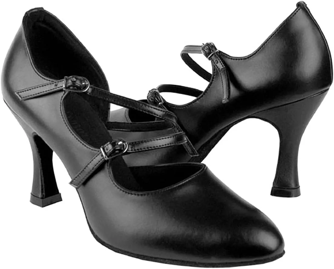 Very Fine Women's Salsa Ballroom Tango Latin Dance Shoes Style PP201 Bundle with Plastic Dance Shoe Heel Protectors, Beige Leather, Heel