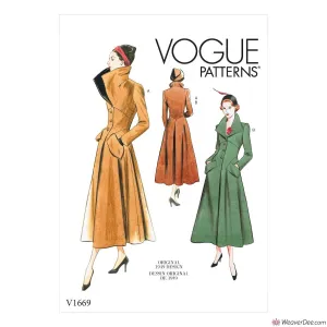 Vogue Pattern V1669 Misses' Vintage 1940s Coat