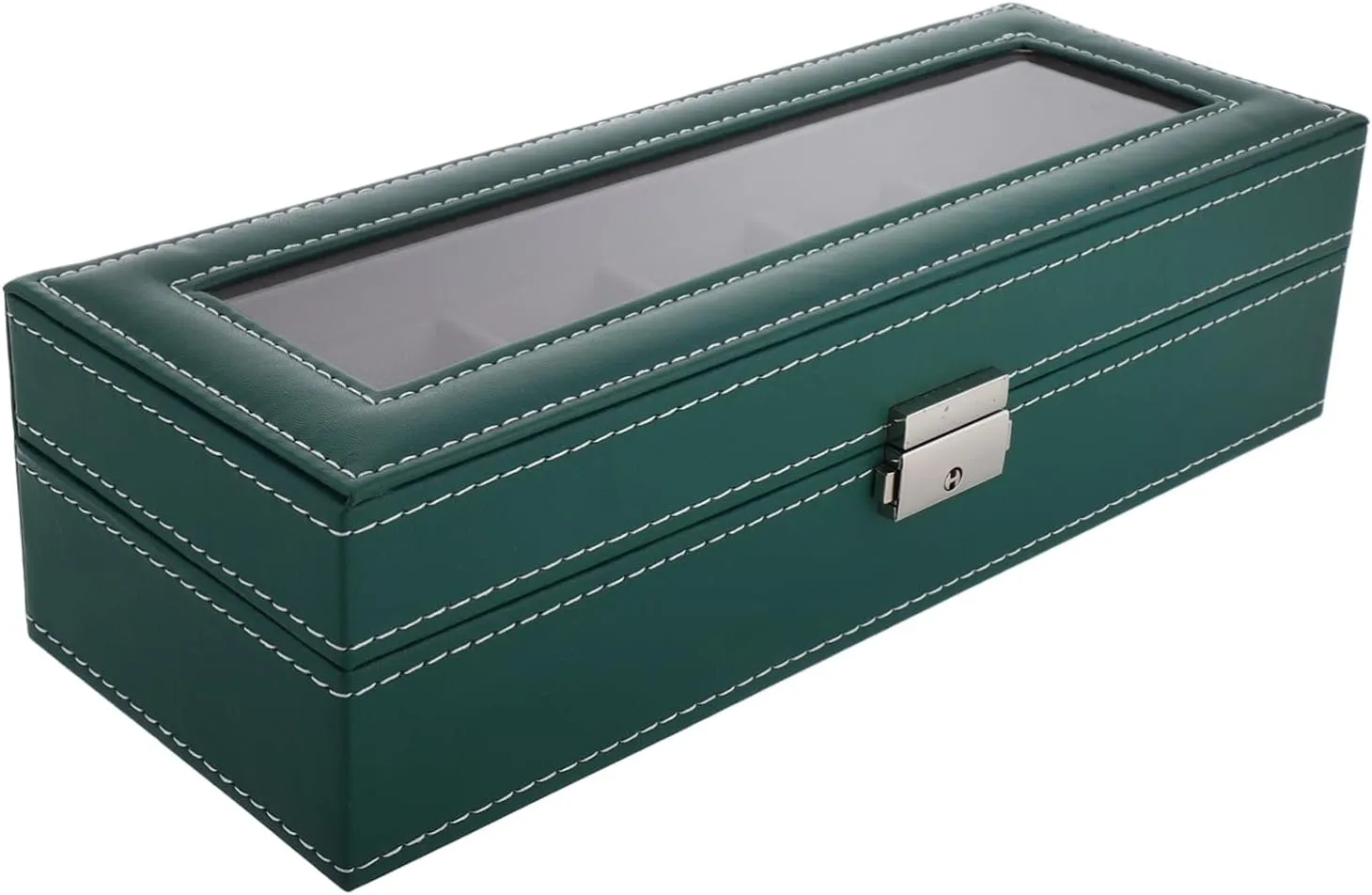 Watch Box Organizer with Glass Lid Slot Storage Case for Watches Jewelry Minimalist for Men Women Soft Lining for Scratch