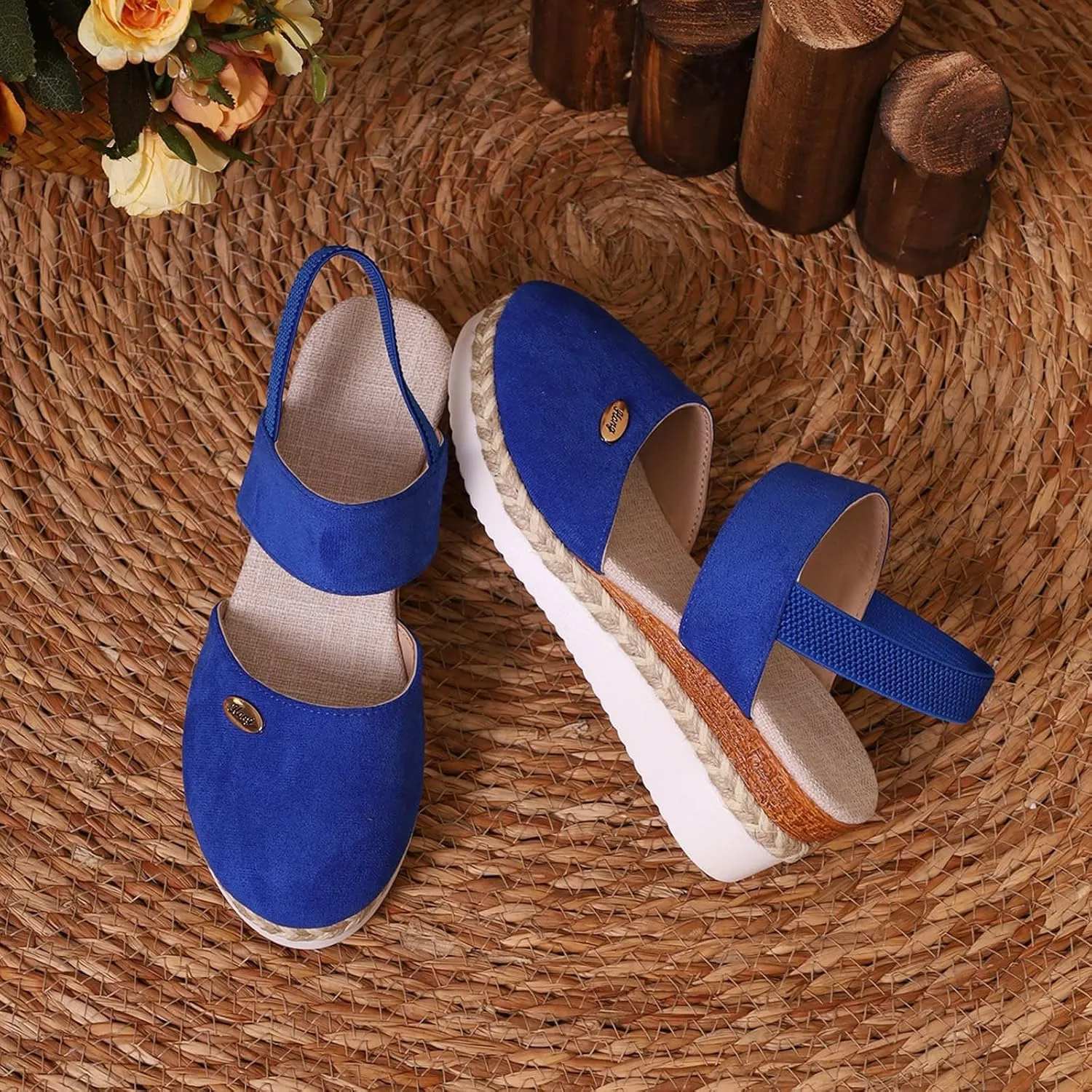 Wedge Sandals for Women 2025 Dressy Summer Closed Toe Platform Sandal Espadrilles Wedges Heel Casual Women's Espadrilles Comfortable Anti Slip Shoes with Adjustable Buckle Ankle Strap