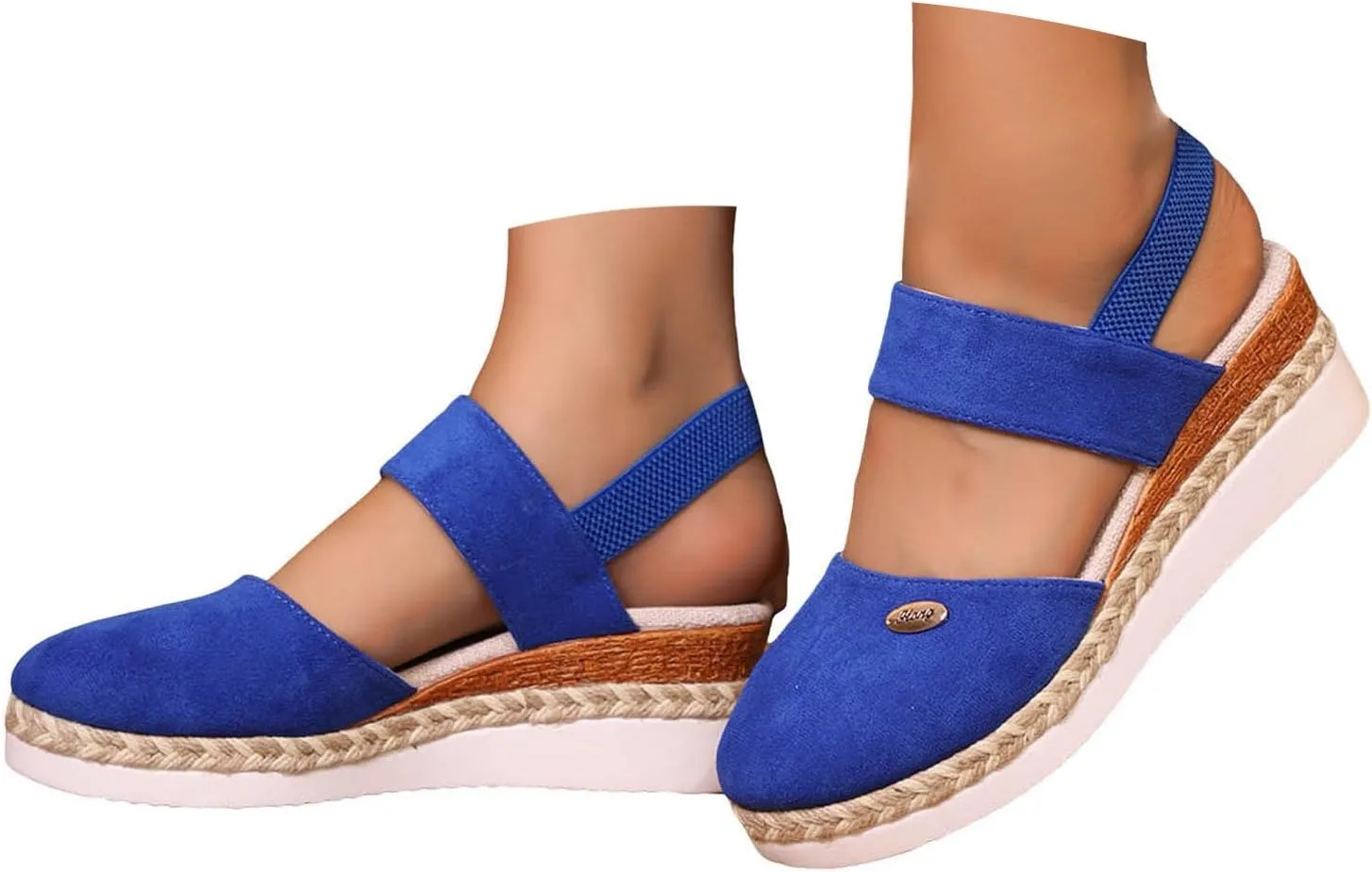 Wedge Sandals for Women 2025 Dressy Summer Closed Toe Platform Sandal Espadrilles Wedges Heel Casual Women's Espadrilles Comfortable Anti Slip Shoes with Adjustable Buckle Ankle Strap