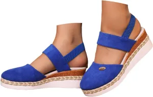 Wedge Sandals for Women 2025 Dressy Summer Closed Toe Platform Sandal Espadrilles Wedges Heel Casual Women's Espadrilles Comfortable Anti Slip Shoes with Adjustable Buckle Ankle Strap
