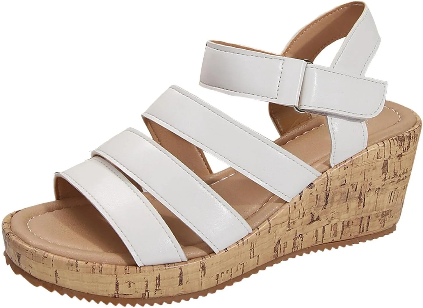 Wedge Sandals for Women Dressy Wide Orthopedic Sandals with Arch Support Open Toe Walking Shoes Hollow Out Travel Beach Comfort Slingback Casual Flat Shoes