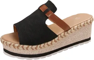 Wedge Sandals for Women Orthopedic Platform Espadrilles Slides Slipper Sandals Peep Toe Slip On Slippers Beach Dress Casual Comfortable Outdoor Shoes