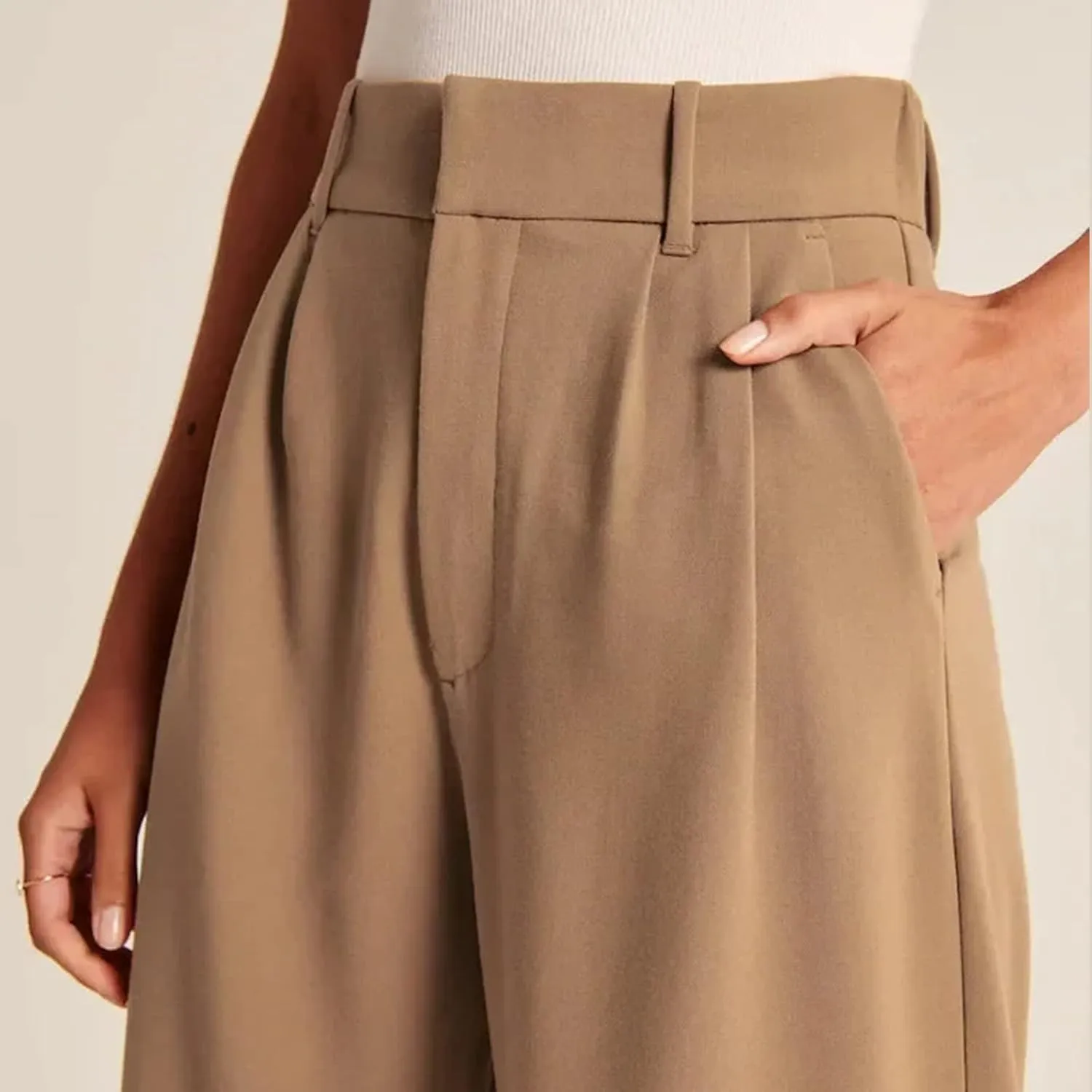 Wide Leg Pants for Women Effortless Tailored Wide Leg Pants Summer High Waist Casual Long Palazzo Pants with Pockets