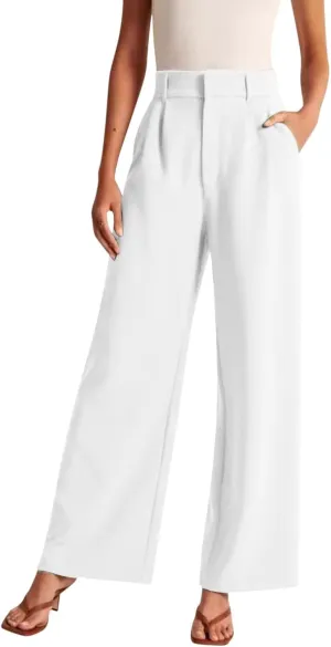 Wide Leg Pants for Women Effortless Tailored Wide Leg Pants Summer High Waist Casual Long Palazzo Pants with Pockets