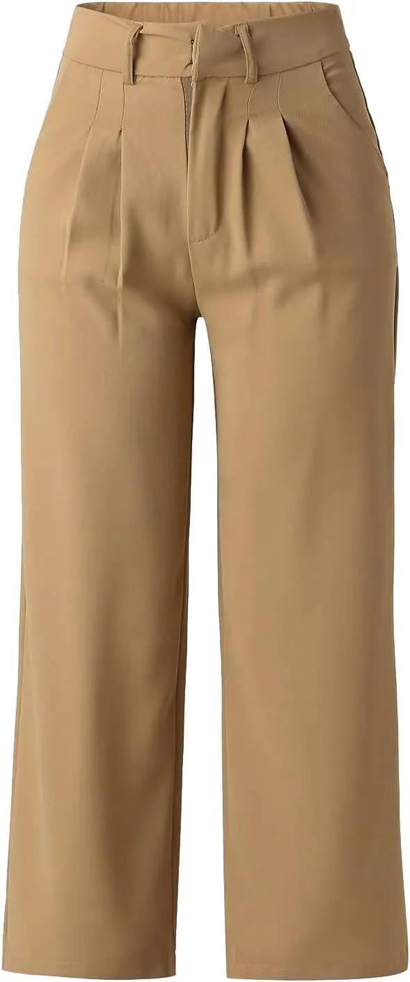 Wide Leg Pants for Women Effortless Tailored Wide Leg Pants Summer High Waist Casual Long Palazzo Pants with Pockets