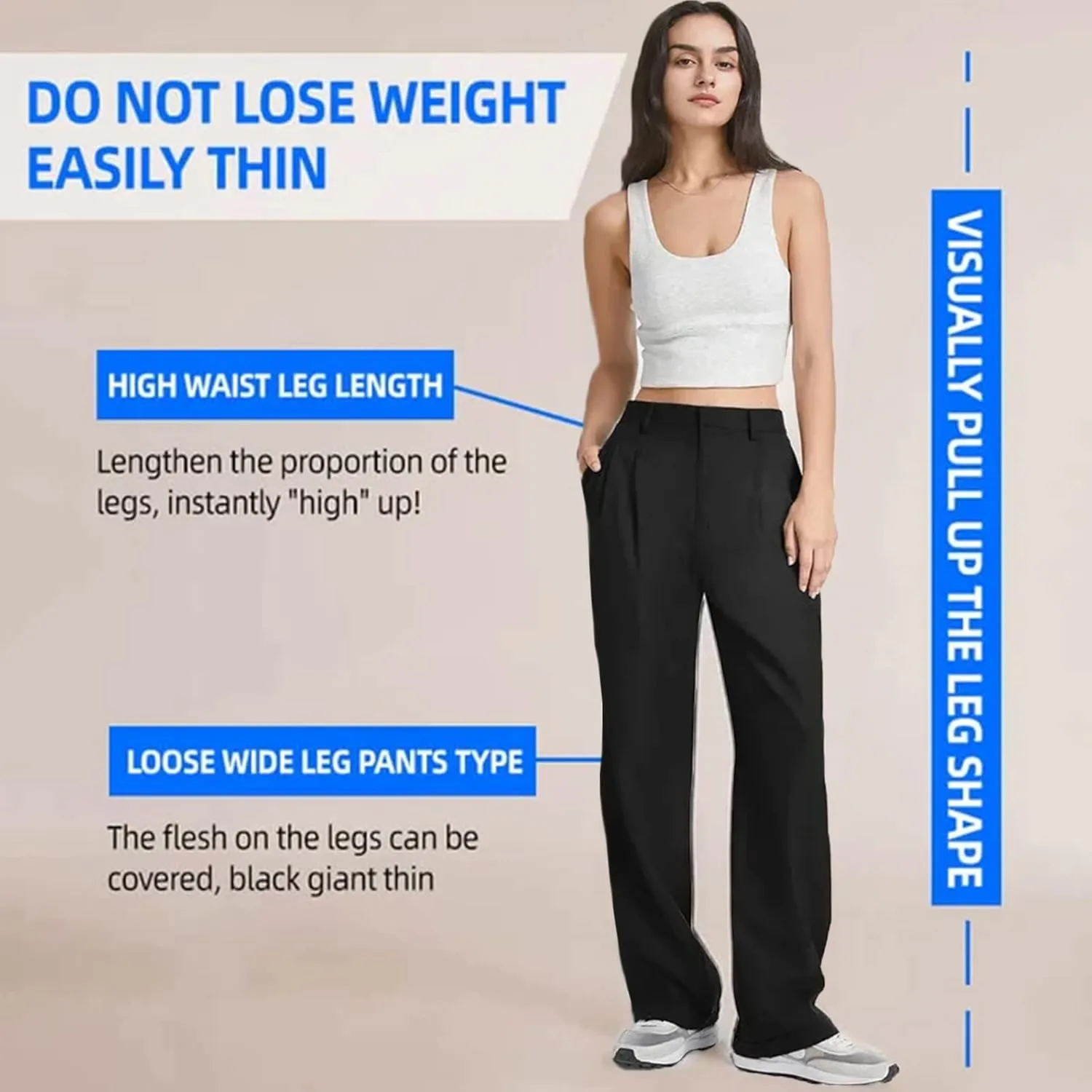 Wide Leg Pants for Women Effortless Tailored Wide Leg Pants Summer High Waist Casual Long Palazzo Pants with Pockets