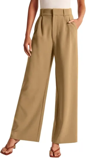 Wide Leg Pants for Women Effortless Tailored Wide Leg Pants Summer High Waist Casual Long Palazzo Pants with Pockets