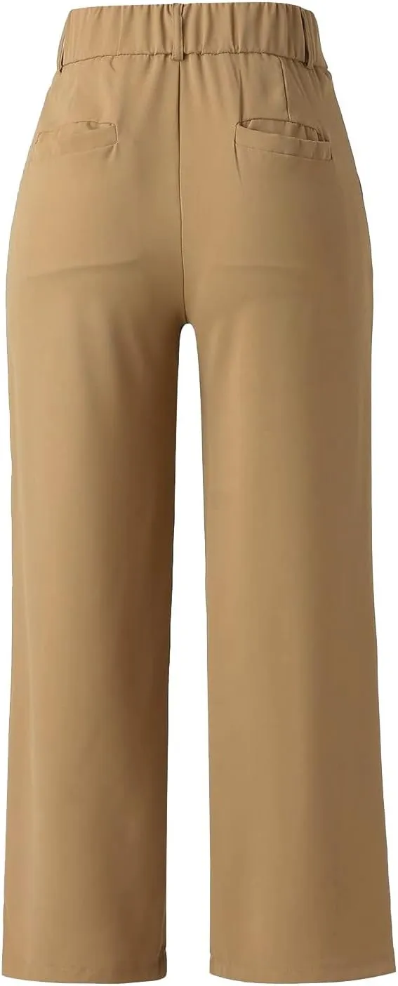 Wide Leg Pants for Women Effortless Tailored Wide Leg Pants Summer High Waist Casual Long Palazzo Pants with Pockets