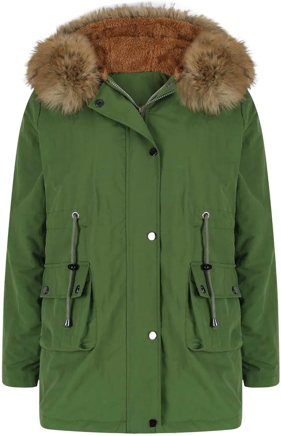 Winter Coats for Women Water Resistant Jacket Windproof Warm Parkas Thicken Fleece Lined Outwear with Fur Hood