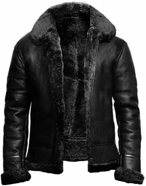 Winter Fuzzy Sherpa Faux Leather Coat for Men Fleece Lined Fur Collar Motorcycle Jacket Warm Thicken Bomber Overcoat