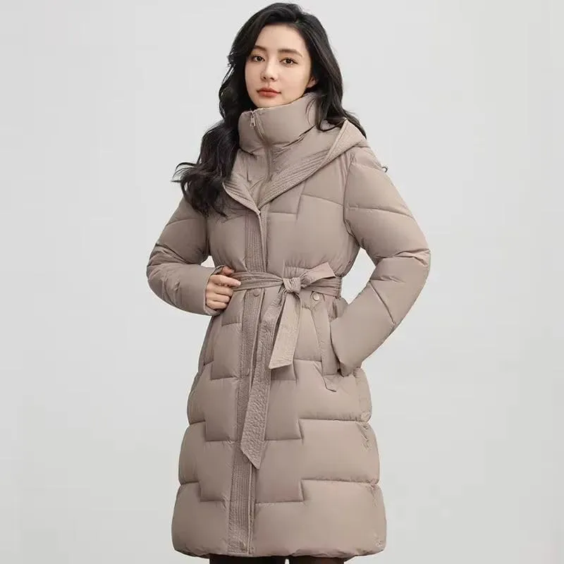 Winter Long Coat Women's Thicken Cotton padded Warm Snow Outerwear Loose Female Windproof Hooded Jacket Parkas