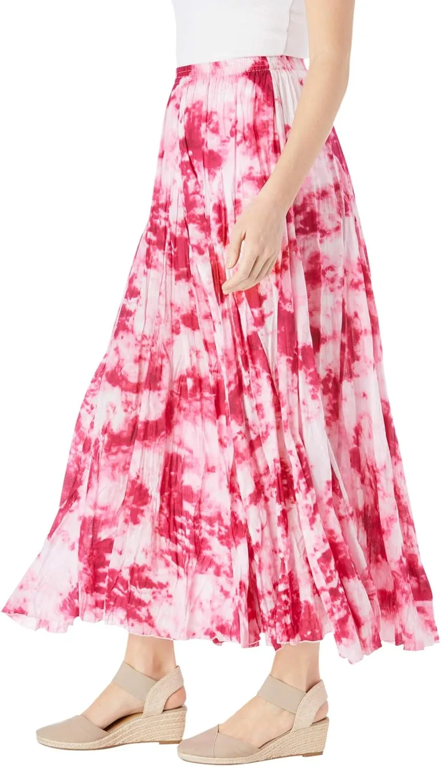Woman Within Plus Size Pull-On Elastic Waist Crinkle Printed Skirt