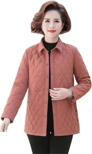 Women Autumn Winter Lightweight Cotton Padded Coat Women Middle Aged Mother Stylish Parkas