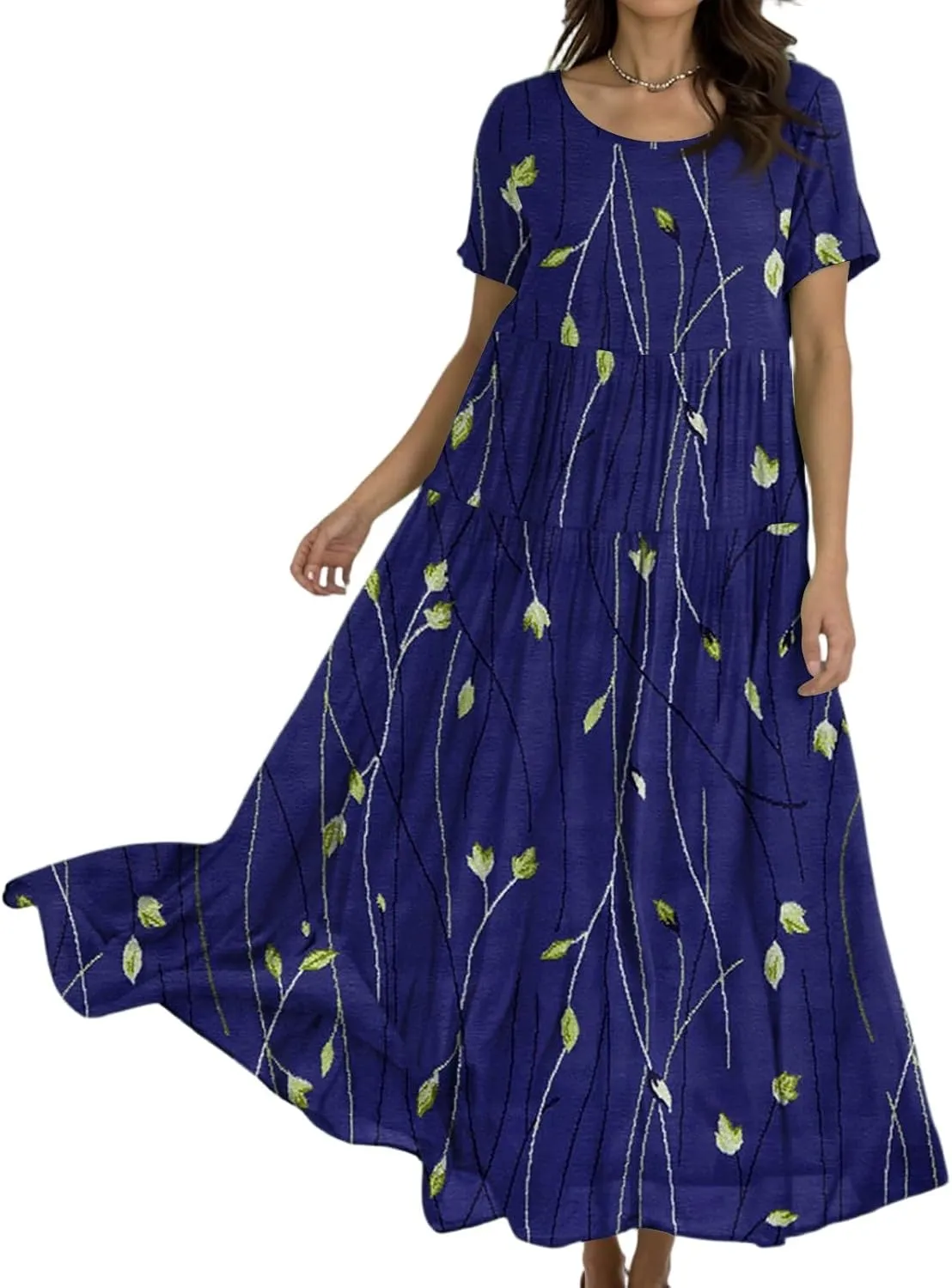 Women Casual Loose Fit Bohemian Floral Dress 2025 Plus Size Short Sleeve Long Maxi Summer Beach Swing Flowy Spring Dresses