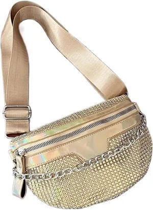 Women Crossbody Bag Diamond Female Shoulder Bag Shiny Rhinestone Chest Bag For Ladies Waist Pack And Purses Small Wallet