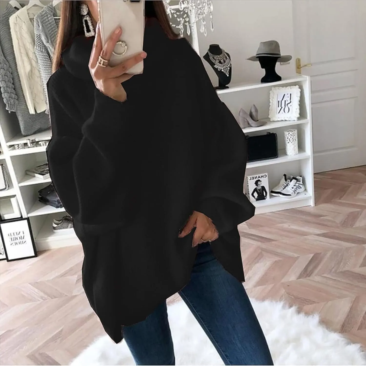 Women Oversized Turtleneck Long Sleeve Sweater Pullover Lightweight Casual Loose Fall Trendy Plus Size Knit Jumper Top
