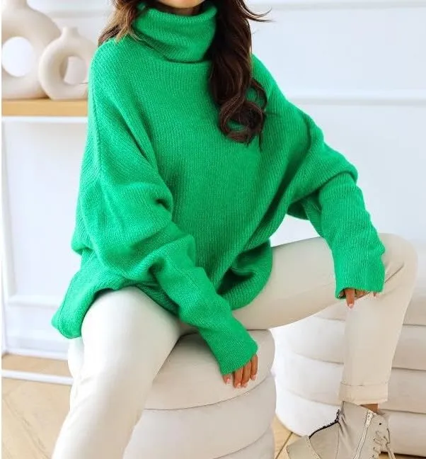 Women Oversized Turtleneck Long Sleeve Sweater Pullover Lightweight Casual Loose Fall Trendy Plus Size Knit Jumper Top