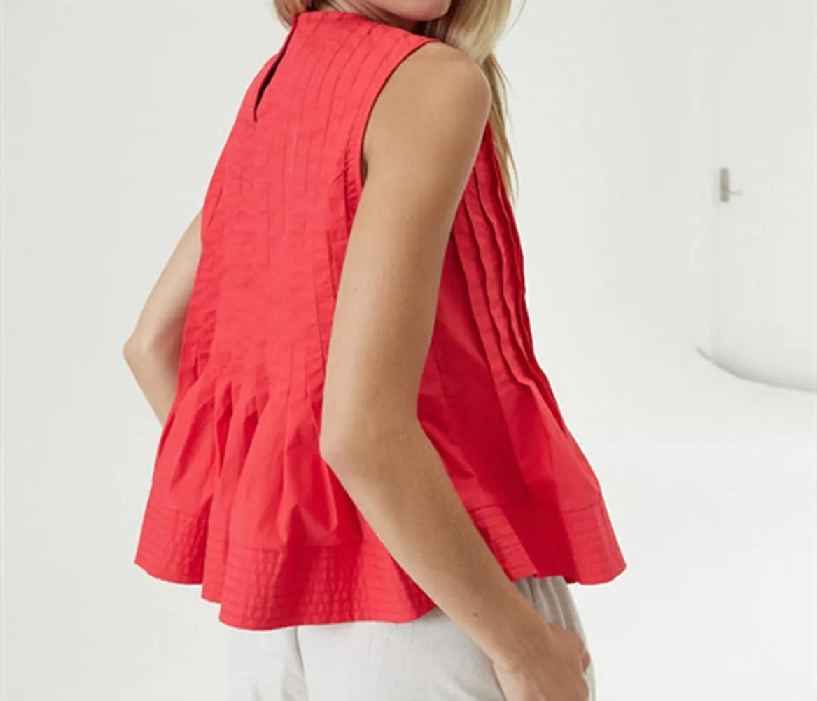 Women Pleated Crop Tank Tops Sleeveless Bow Tie Babydoll Peplum Shirt Going Out Blouse Loose Summer Vacation Vest