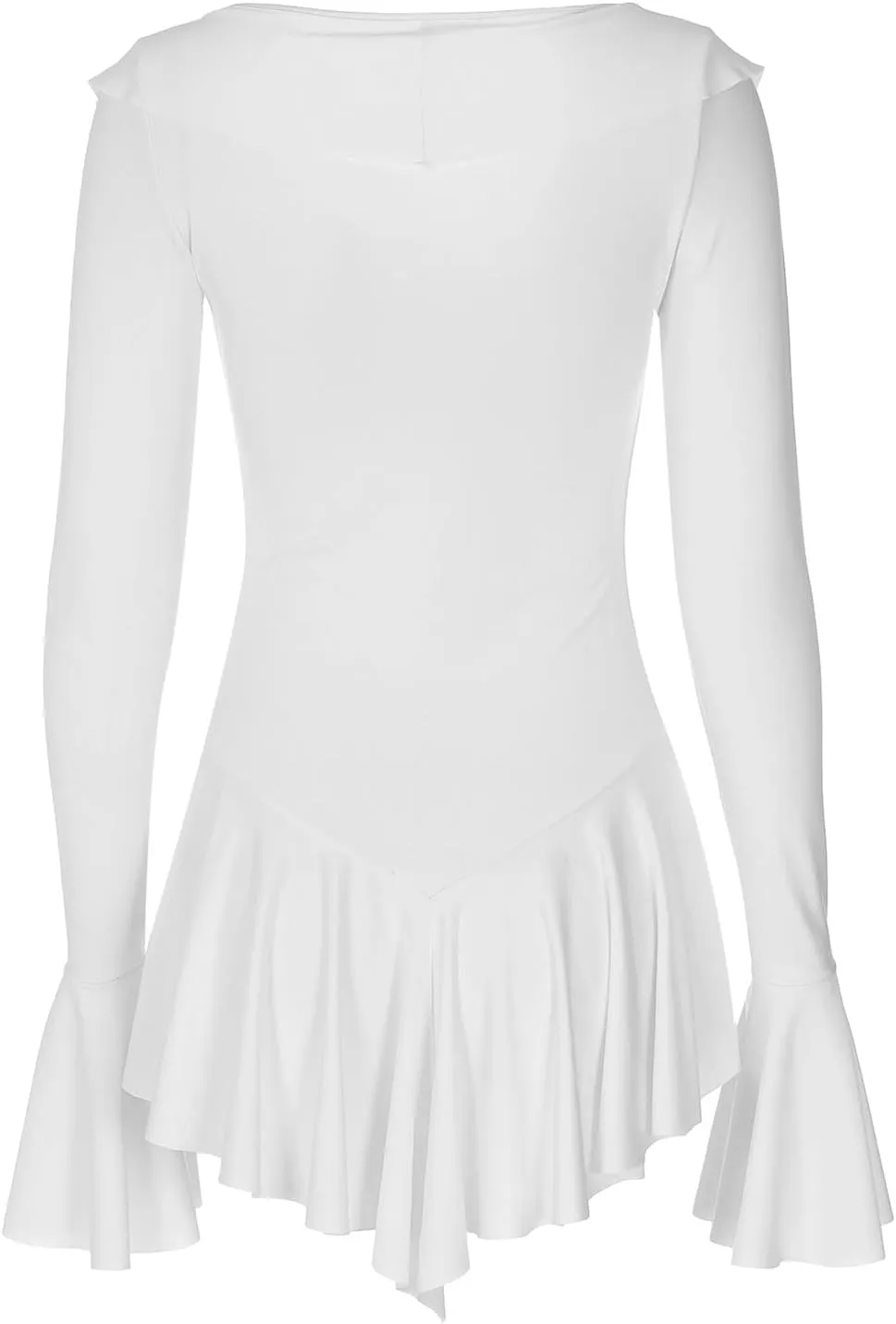 Women Sexy V Neck Tie Front Ruffle Mini Dress Autumn Long Sleeve Casual Slim Fit Solid Womens Fashion Casual