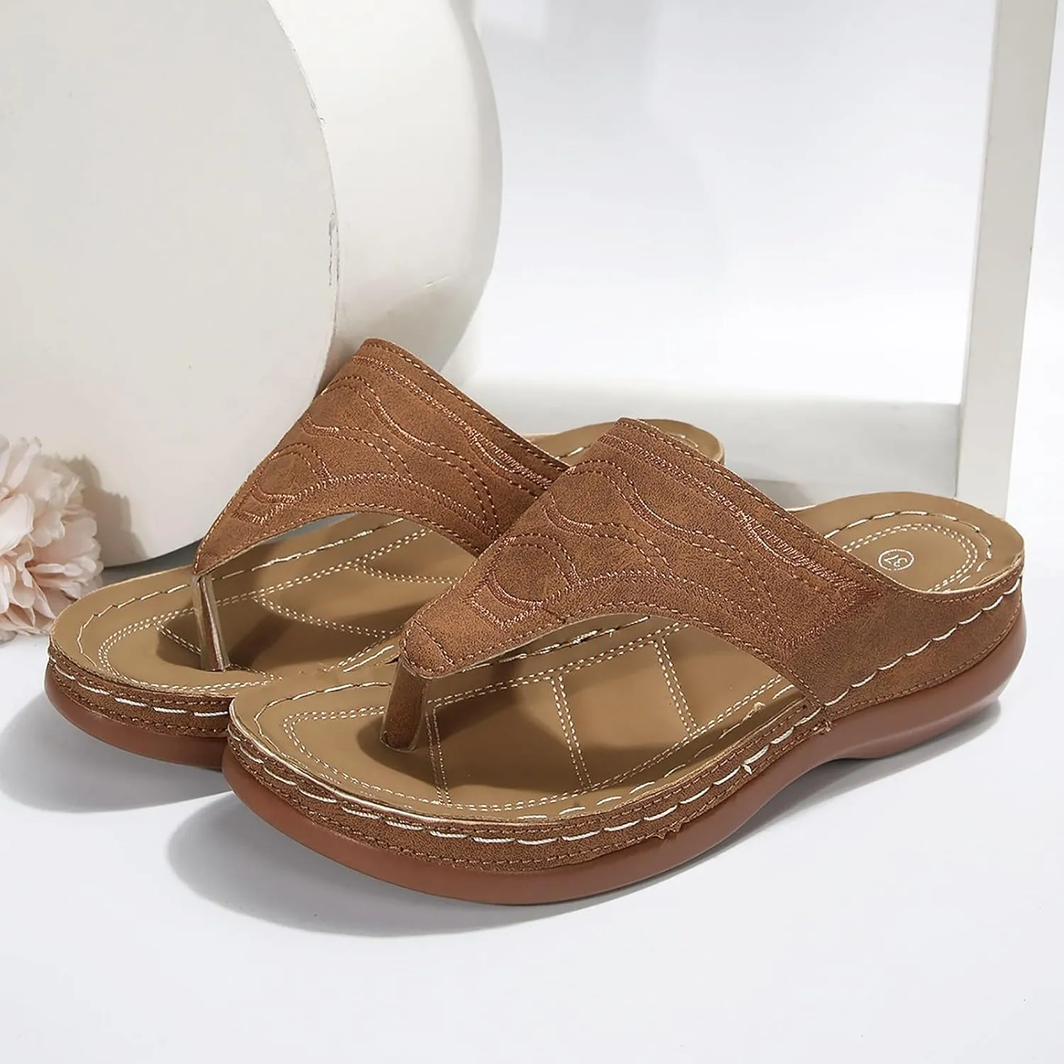 Women Shoes Wedge Thick Soled Sandals Fashionable One Foot Thongs Bohemian Sandals Water Slides Women