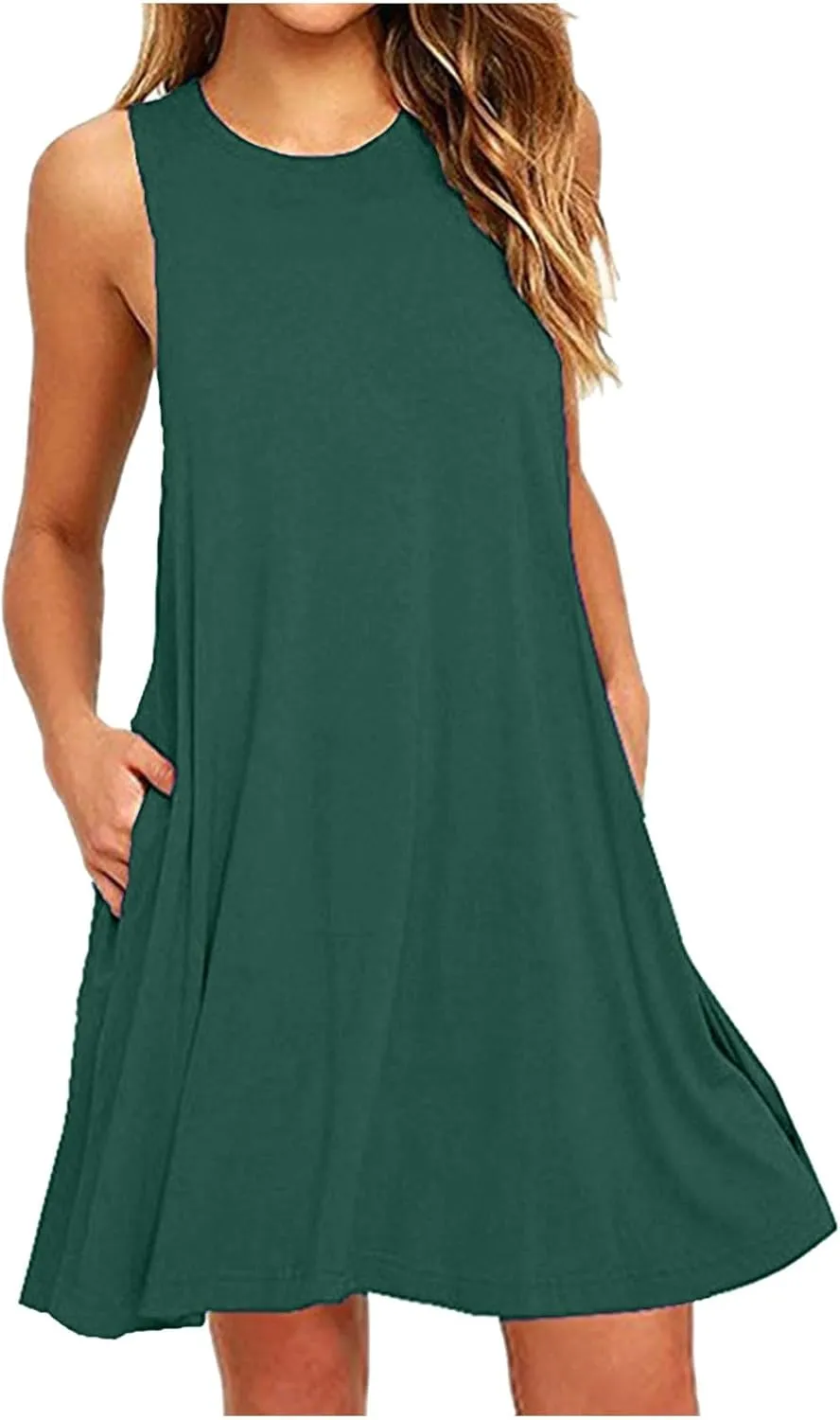 Women Summer Dresses 2025 Beach Casual Sleeveless Tank Loose Fit Casual Sundress with Pocket