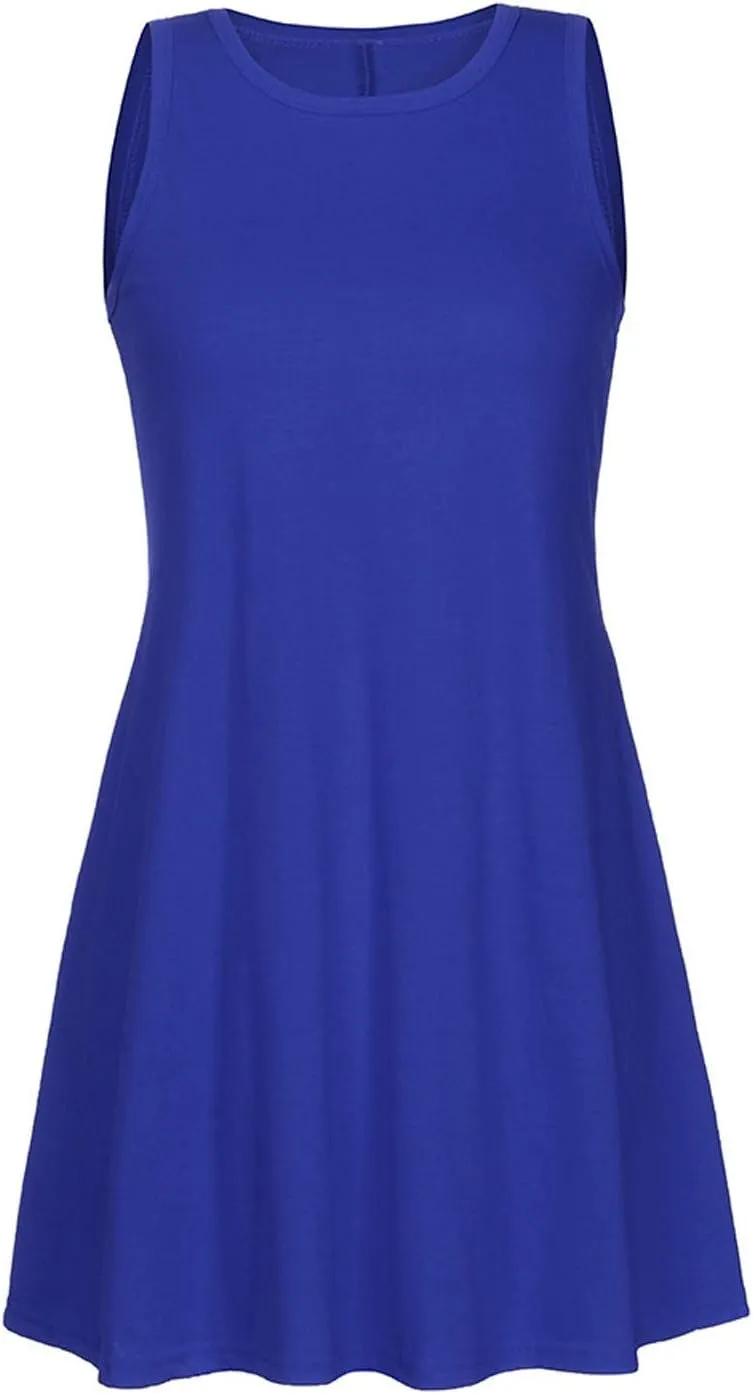 Women Summer Dresses 2025 Beach Casual Sleeveless Tank Loose Fit Casual Sundress with Pocket