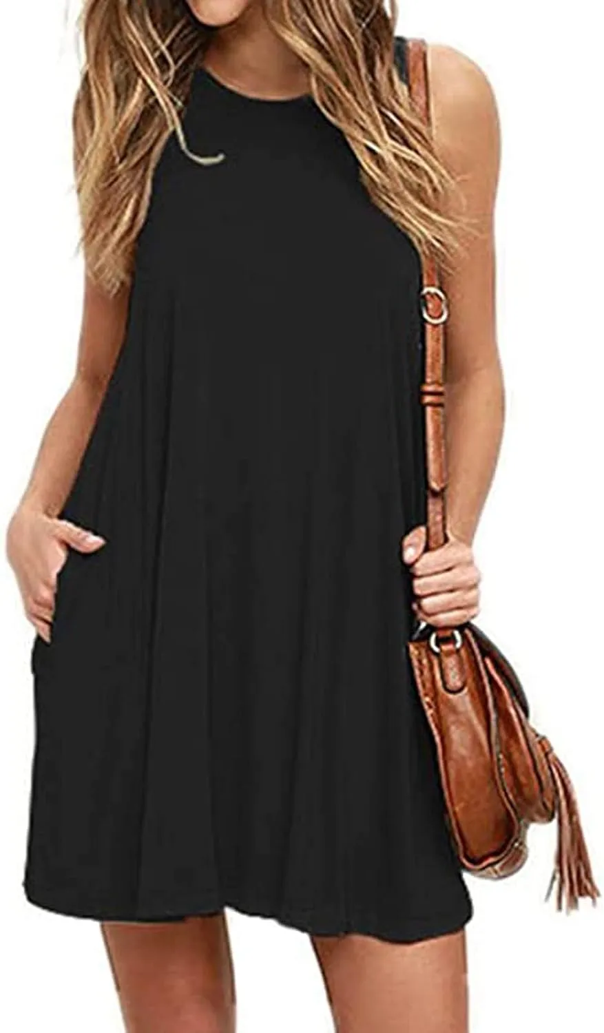 Women Summer Dresses 2025 Beach Casual Sleeveless Tank Loose Fit Casual Sundress with Pocket