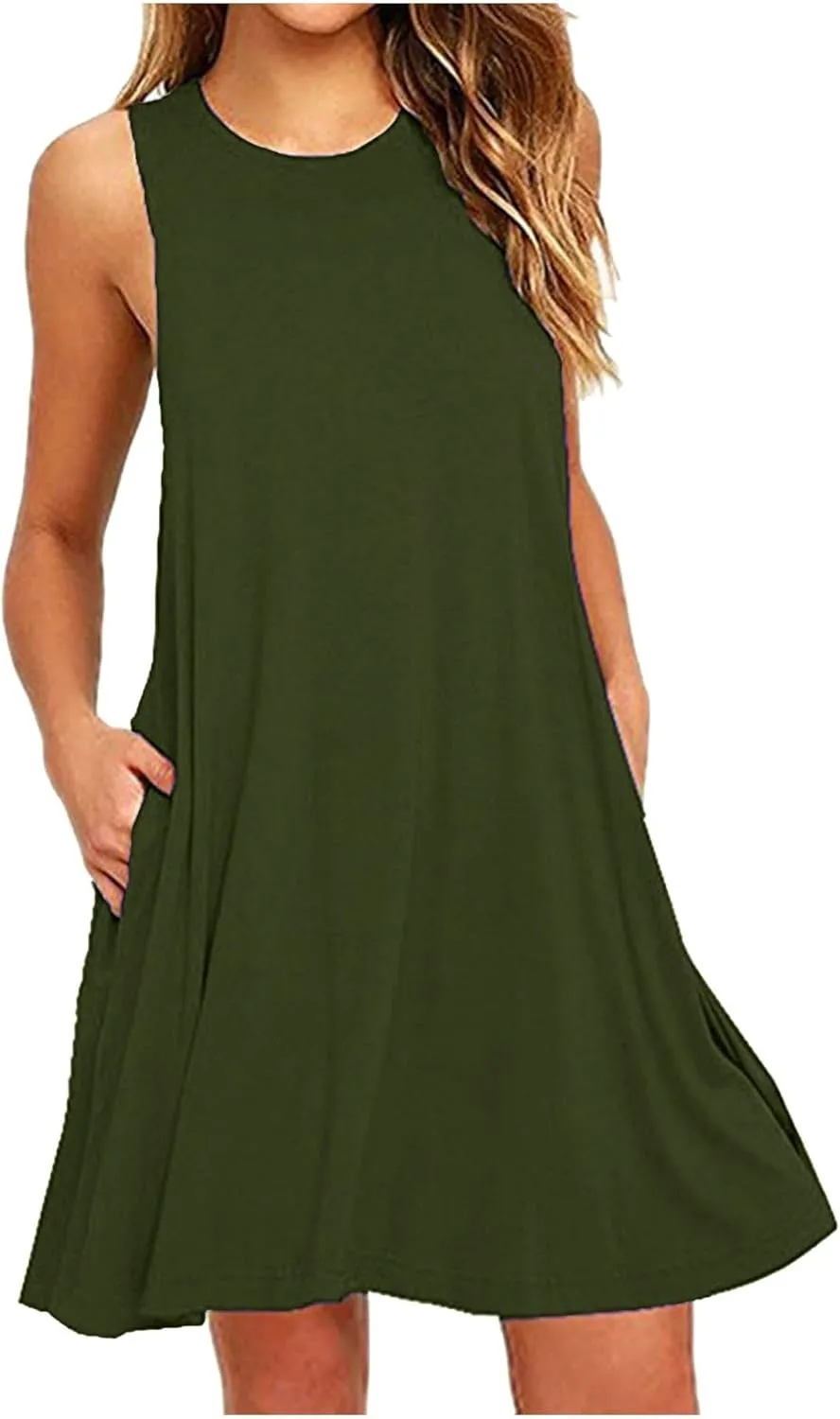 Women Summer Dresses 2025 Beach Casual Sleeveless Tank Loose Fit Casual Sundress with Pocket