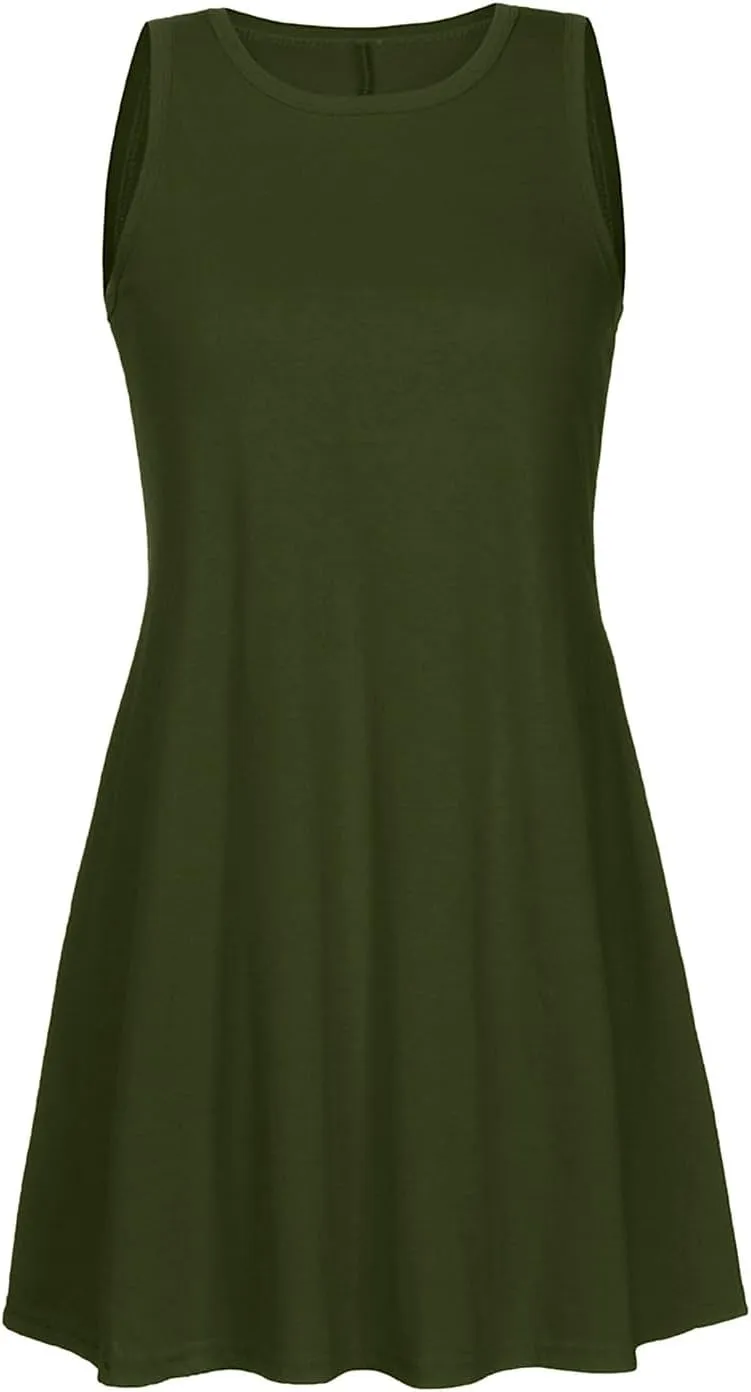Women Summer Dresses 2025 Beach Casual Sleeveless Tank Loose Fit Casual Sundress with Pocket