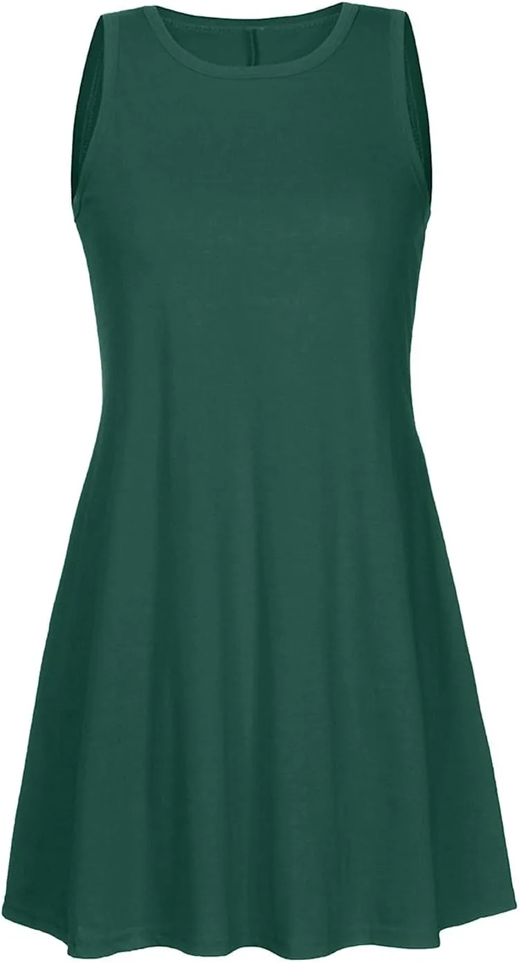 Women Summer Dresses 2025 Beach Casual Sleeveless Tank Loose Fit Casual Sundress with Pocket