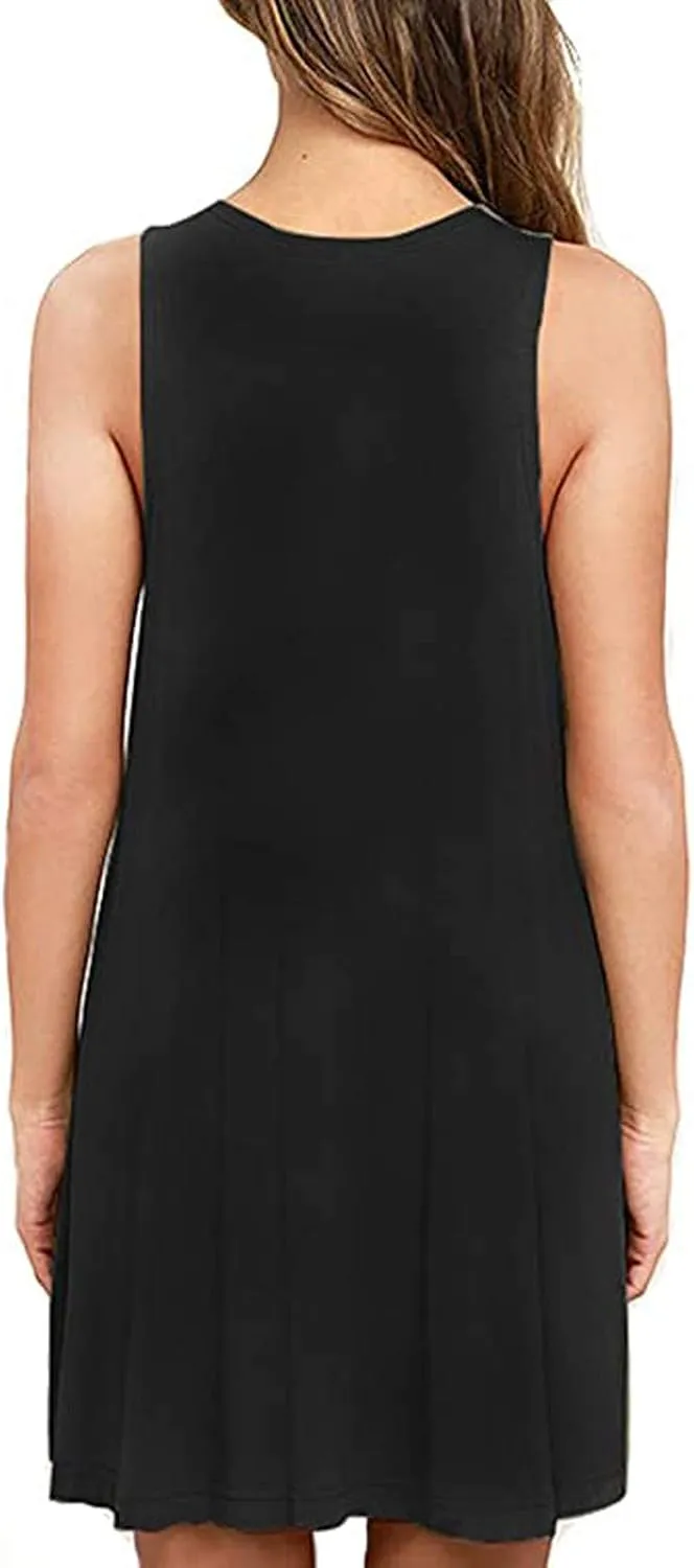 Women Summer Dresses 2025 Beach Casual Sleeveless Tank Loose Fit Casual Sundress with Pocket