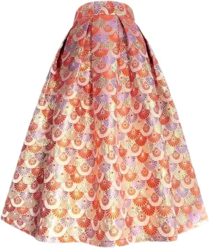 Women Vintage Elegant Cosplay Y2k High Waist Pleated Long Midi Skirts for Party