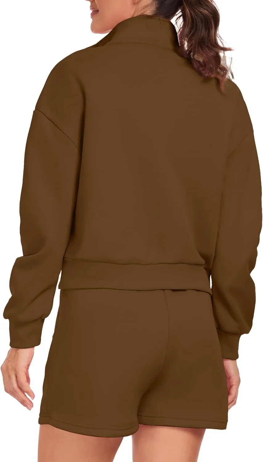 Womens 2 Piece Outfits Oversized Half Zip Sweatshirt Shorts Sweatsuits Casual Tracksuit Lounge Sets