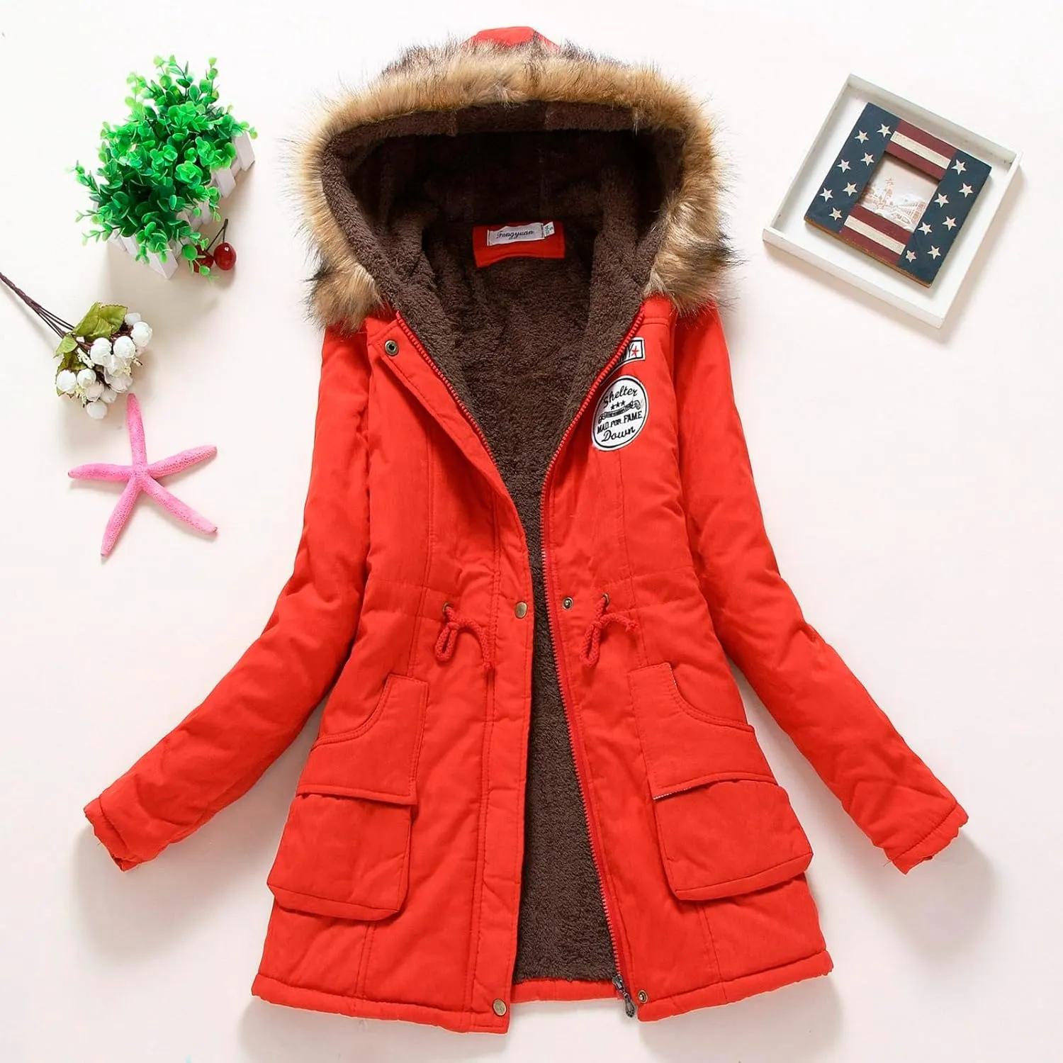 Womens 2024 Fashion Solid Zipper Coat Long Sleeve Hooded Overcoat Casual Warm Soft Fleece Coat Daily Winter Clothes
