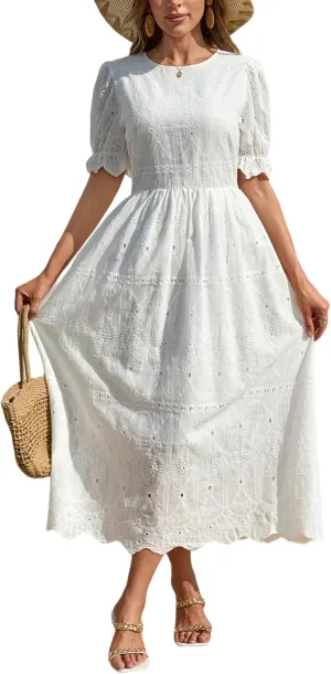 Women's Blue Floral Print Cross V-Neck Maxi Dress, Casual Summer Beach Vacation Dress, Elegant Cocktail Dress for Women