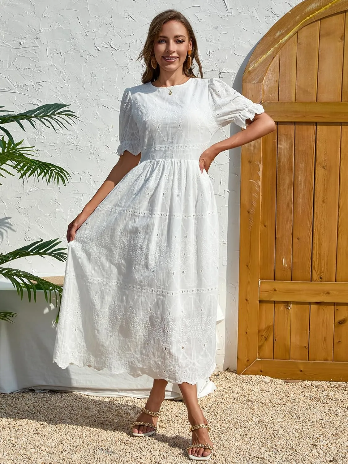 Women's Blue Floral Print Cross V-Neck Maxi Dress, Casual Summer Beach Vacation Dress, Elegant Cocktail Dress for Women