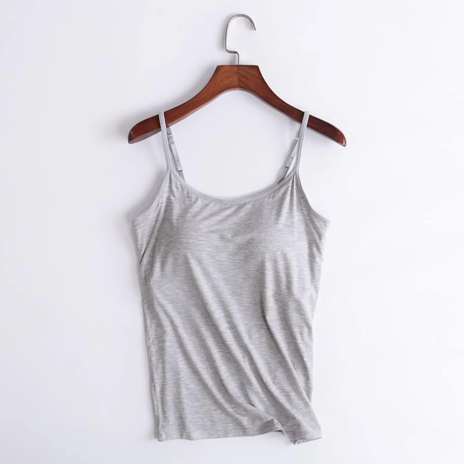 Women's Built-in Bra Tank Tops Adjustable Strap Wireless Camisole Padded Workout Yoga Daily Shelf Bra Undershirts