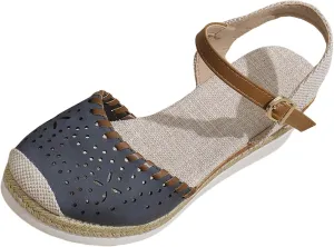 Women's Closed Toe Elastic Ankle Strap Espadrilles Wedge Sandals Orthopedic Comfortable Summer Dress Hollow Out Arch Wedge Platform Sandal Slip on Casual Beach Outdoor Wedding Espadrilles Footwear
