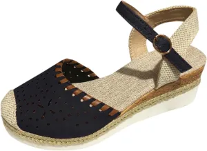 Women's Closed Toe Elastic Ankle Strap Espadrilles Wedge Sandals Orthopedic Comfortable Summer Dress Hollow Out Arch Wedge Platform Sandal Slip on Casual Beach Outdoor Wedding Espadrilles Footwear