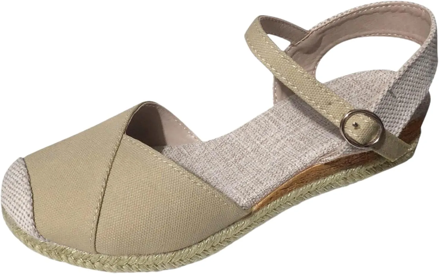 Women's Closed Toe Elastic Ankle Strap Espadrilles Wedge Sandals Summer Espadrilles Orthopedic Platform Buckle Ankle Strap Sandal Casual Flat Strappy Slip on Comfortable Beach Boho Outdoor Cool Shoes