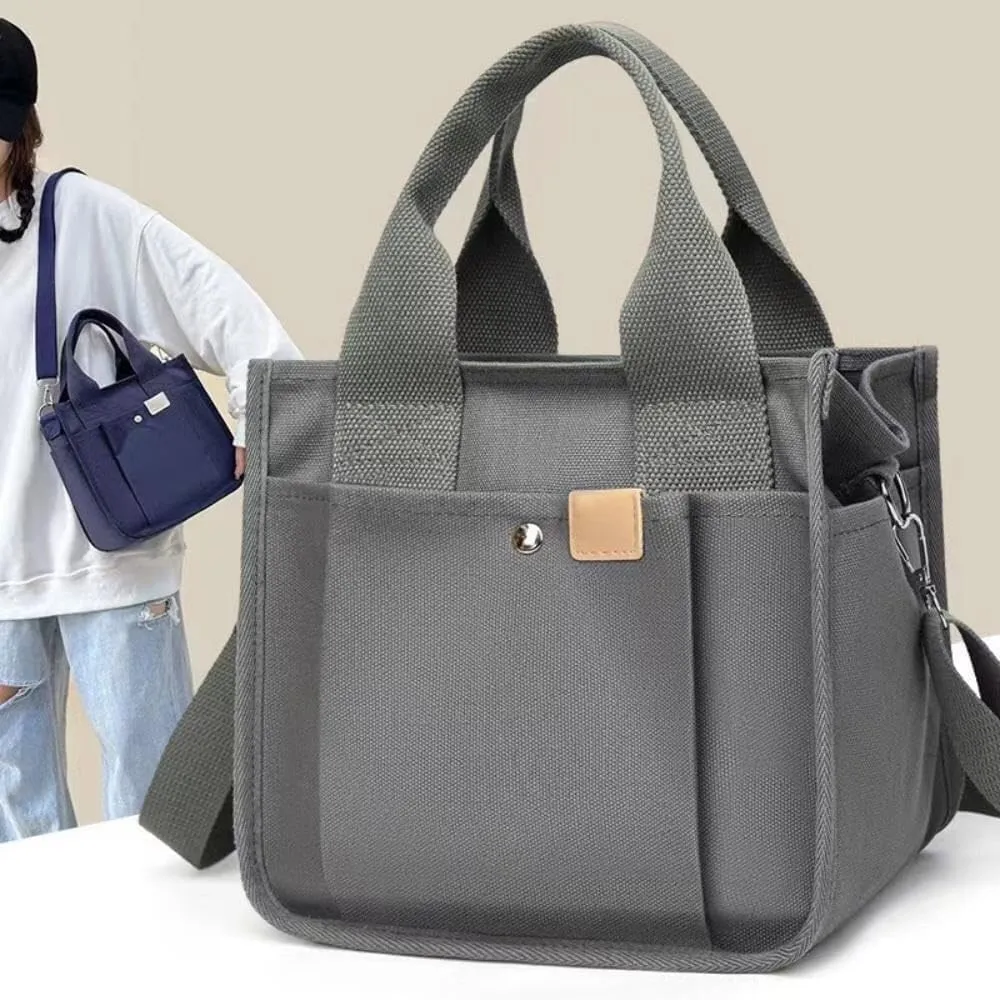 Women's Crossbody Shoulder Bag Multi Compartment Canvas Tote Bag Canvas Hobo Messenger Bag with Zipper Satchel